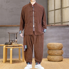 男士外套灯芯绒夹克套装盘扣立领风XZ1512-2502套装-P130，男装夹克，星座1512