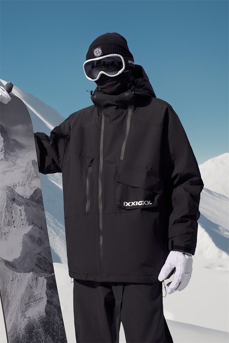 冬季防水防风加棉保暖潮滑雪衣中性连帽抽绳滑雪服外套HF57-P175,男装棉衣,电商A001-1
