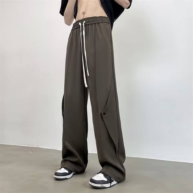 休闲裤子男夏季薄款高级感痞帅垂感阔腿西裤P38,男装休闲裤,星座1116-2