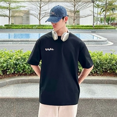万针全刺绣工艺抖音得物高品质260克重磅纯棉双纱美式高街短袖T恤，男装T恤，电商A486