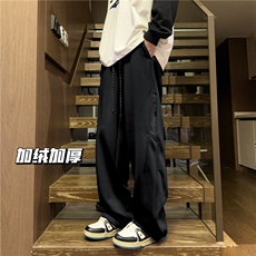 A749-特P45加绒加厚华棉卫裤弯刀运动裤保暖休闲裤4，男装休闲裤，电商B335