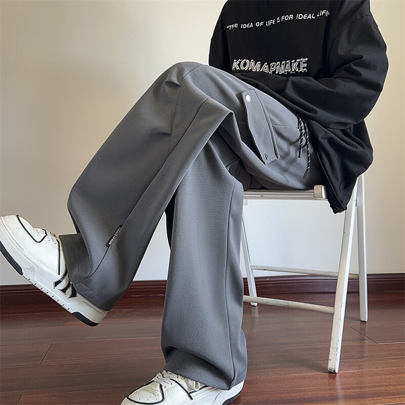INS春季新款百搭工装褶皱宽松直筒休闲卫裤B315-K24026-特P35控68,男装休闲裤,电商B315