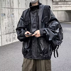 美式复古重磅高级感机车皮衣夹克外套男女潮牌飞行服Y1017P83网图，男装夹克，电商B245