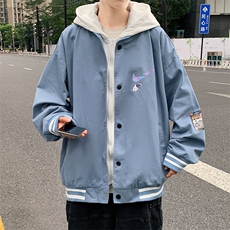 特p60控108有绗棉连帽夹克宽松大码装纯色情侣假两件外套男JKL01，男装夹克，电商B370