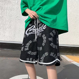 潮裤子高街ins潮牌情侣美式街头hiphop阔腿牛仔裤N110P40图片