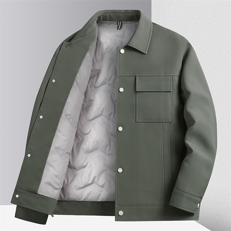 新款时尚工装轻薄羽绒服夹克衫男士抗皱短款休闲翻领羽绒服外套潮,男装羽绒服,电商B212（原钱塘6029）