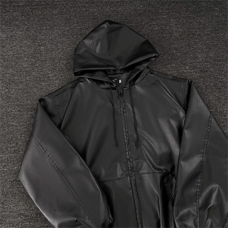 高级感连帽PU皮衣外套工装痞帅廓形机车骑行服夹克男LHY2266-P73,男装皮衣,星座1008