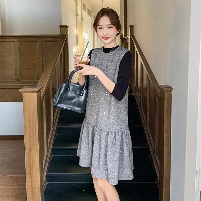 【新款现货】灰色小香风高级感背心裙088-7709p145k198,女装连衣裙,2C088