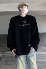 金属拉链设计感垫肩卫衣男秋冬高级感立体字母上衣B289-WY022-P85，男装卫衣，电商B289