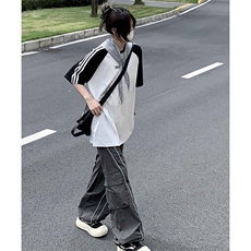 2025美式220克三条杠撞色短袖T恤网图C403A-ZST2604特P25，男装T恤，电商C403A