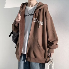 美式外套男士春秋季上衣服连帽拉链开衫卫衣潮牌男生休闲夹克装，男装夹克，星座506A