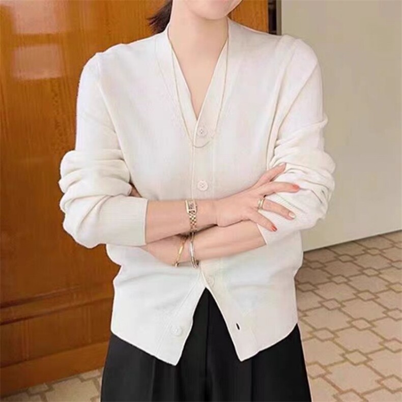 时尚百搭V领羊毛开衫女款羊毛针织衫外套,女装羊毛衫,旭驰羊绒