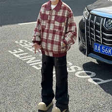 小香风复古美式格子刺绣小众翻领夹克男女春季街头宽松情侣外套潮，男装夹克，星座410-6（原星座1304-1）