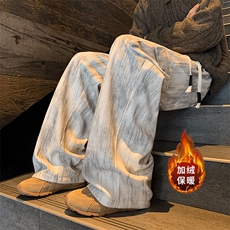 秋冬扎染加绒加厚大口袋工装裤灯芯绒休闲裤A583特P45控78，男装工装外套，电商A309