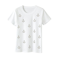 高支高密丝光棉t恤女25夏季新款烫钻短袖100纯棉修身显瘦上衣体恤，女装T恤，元素羊绒