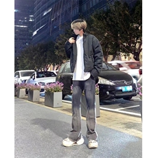 自家图渐变烟灰黑色牛仔裤秋冬设计感微喇cleanfit裤子-KZA46-P58，男装牛仔裤，星座1007（原301D）