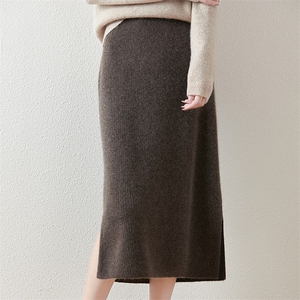2024新款羊毛针织半身裙女秋冬中长款显瘦包臀裙女直筒,女装半身裙,绒汀羊绒