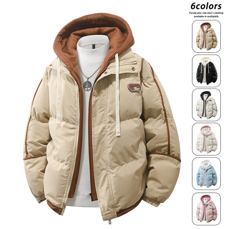棉服男2025新款冬季假两件连帽棉袄青年加厚棉衣外套潮MY0888-P82,男装棉衣,星座610（原A335）