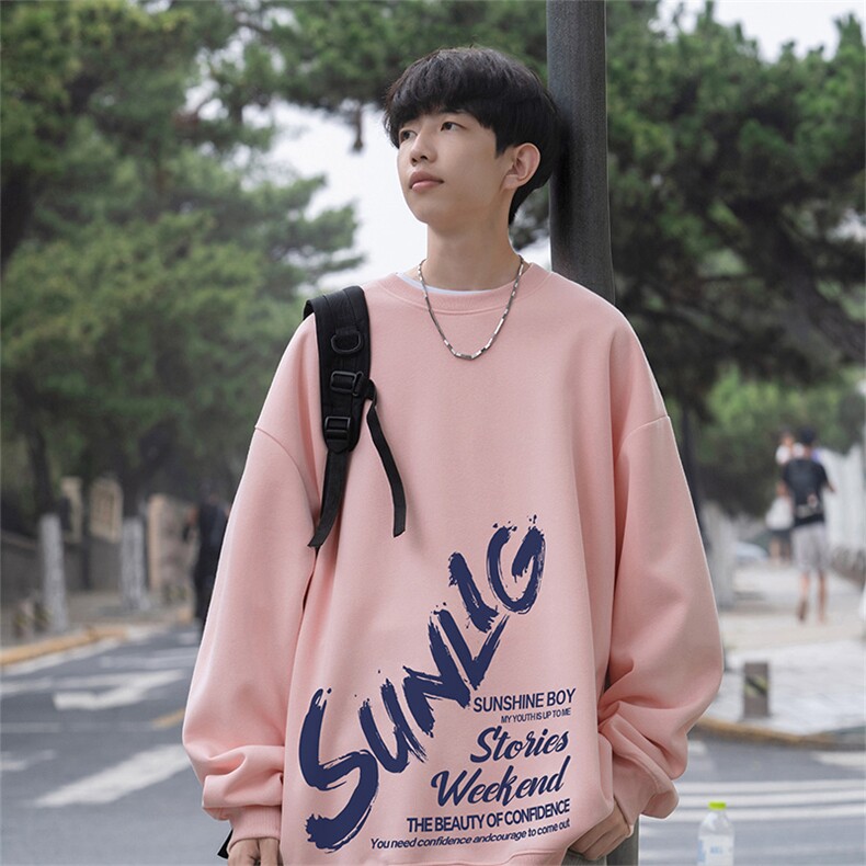 抖音品质秋季新款美式潮流仿棉圆领卫衣wycm4023-特批28控49,男装卫衣,星座605(原A050)