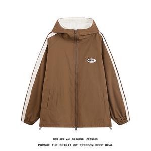 JK9012/P70春装新款两面服撞色夹克男防水冲锋衣宽松大码外套上衣图片