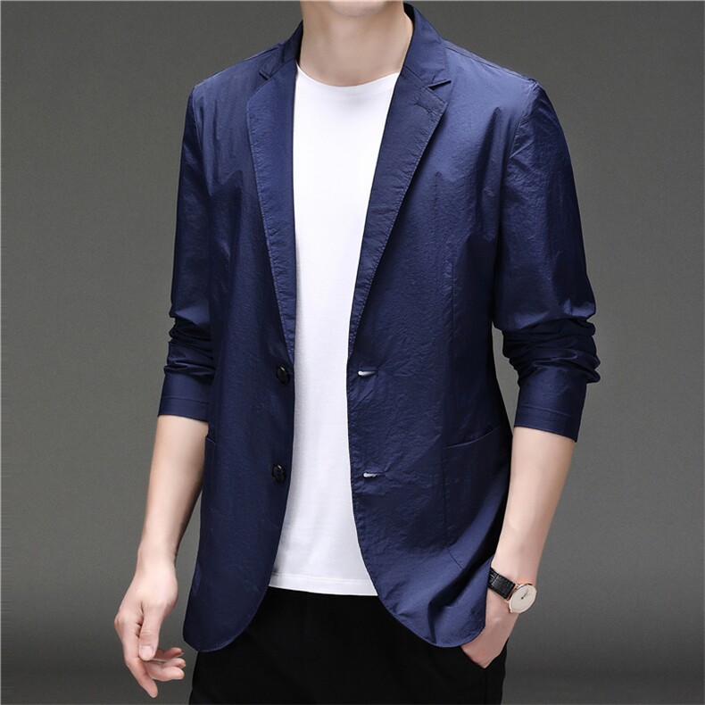 2023春夏新款男装中年男士商务休闲西服外套薄款防晒服便西免烫，男装西服，电商B212（原钱塘6029）