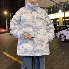 夜景迷彩亮面贴标白鸭绒休闲立领羽绒服A247-YR106特批195控298，男装羽绒服，电商A247