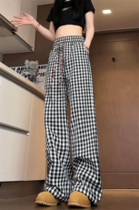 特批P25无差价夏季慵懒风格子设计宽松休闲裤男直筒阔腿裤K5690，男装休闲裤，电商A001-1