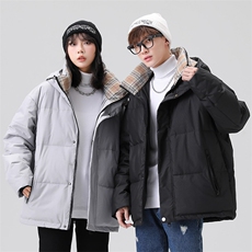 标60%白鸭绒羽绒服男加厚连帽情侣保暖面包服外套潮DB6581-P155，男装羽绒服，星座1210A