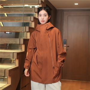 春季户外外套纯色男女同款大码夹克潮冲锋衣连帽A266-JK8018-P45图片