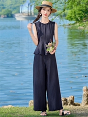 2026夏装新款简约时尚休闲高腰牛仔套装裤，女装套装/套裙，众宇琦