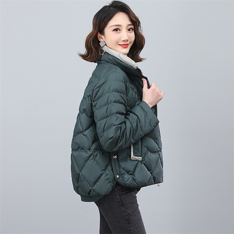 全年现货~2025冬季新款羽绒服撞色时尚短款白鸭绒外套,女装羽绒服,天丽
