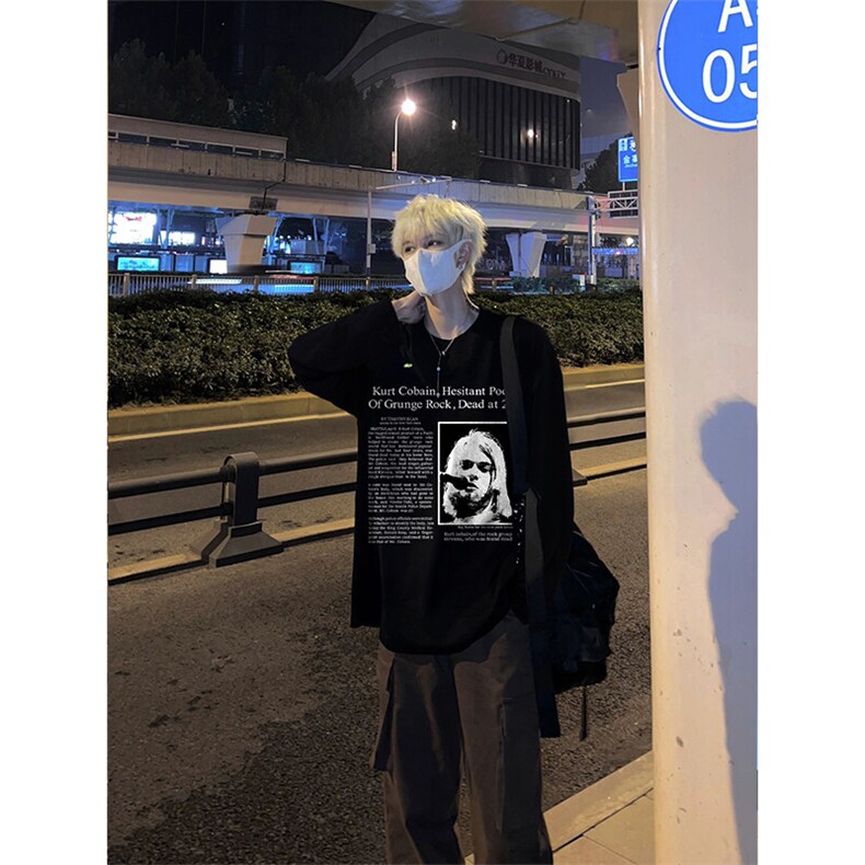 美式复古涅槃长袖t恤纯棉重磅打底衫CT31-P38图片