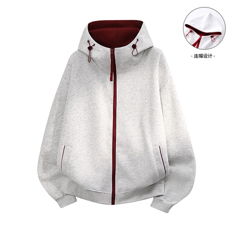 全棉380克拉链开衫卫衣撞色连帽外套男AH947-特P48不议价，女装短外套，星座610B-1