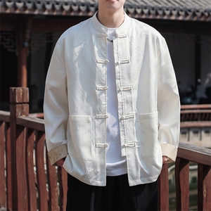 新中式2025新款长袖开衫中式提花暗花纹衬衫A021-KS513-P85控108图片