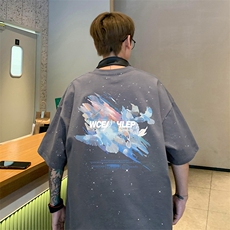 量大优供抖音视频支持得物配合二开美式满天星亮片短袖T恤MTX217，男装T恤，电商A486