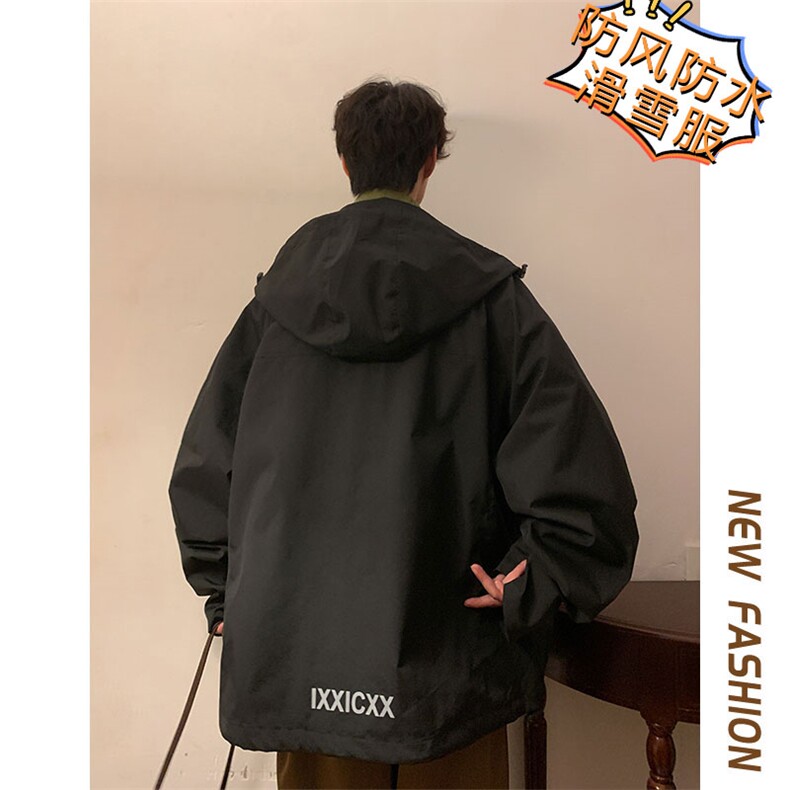 冬款防风防水防寒魔术贴滑雪服男宽松时尚保暖中性风外套M34-P140,男装棉衣,电商A001-1
