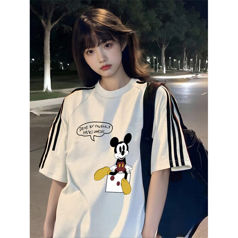 抖音得物高品质二开240克宽松纯棉美式潮牌三条杠织带短袖T恤图片