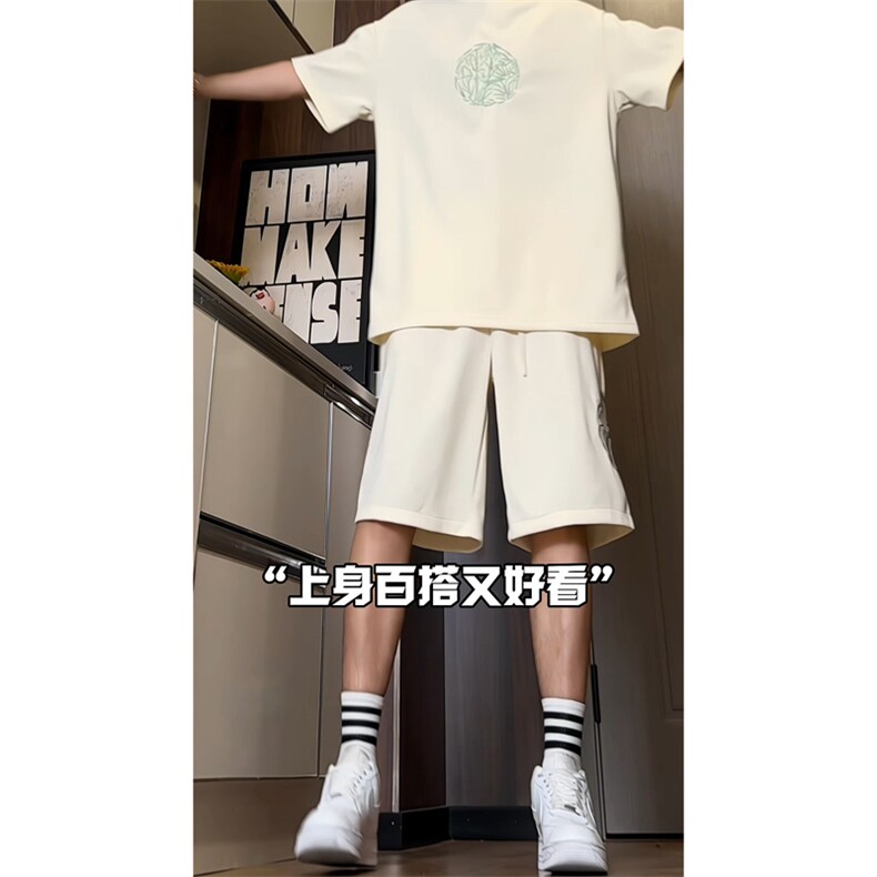 量大优供视频菠萝格套装刺绣短裤男大码M-5XDK27-特P25,男装休闲套装,电商B325