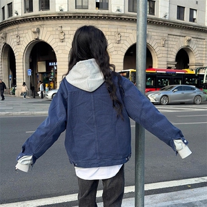 26春装高品质老钱风翻领牛仔夹克男女美式潮牌工装风宽松复古外套图片