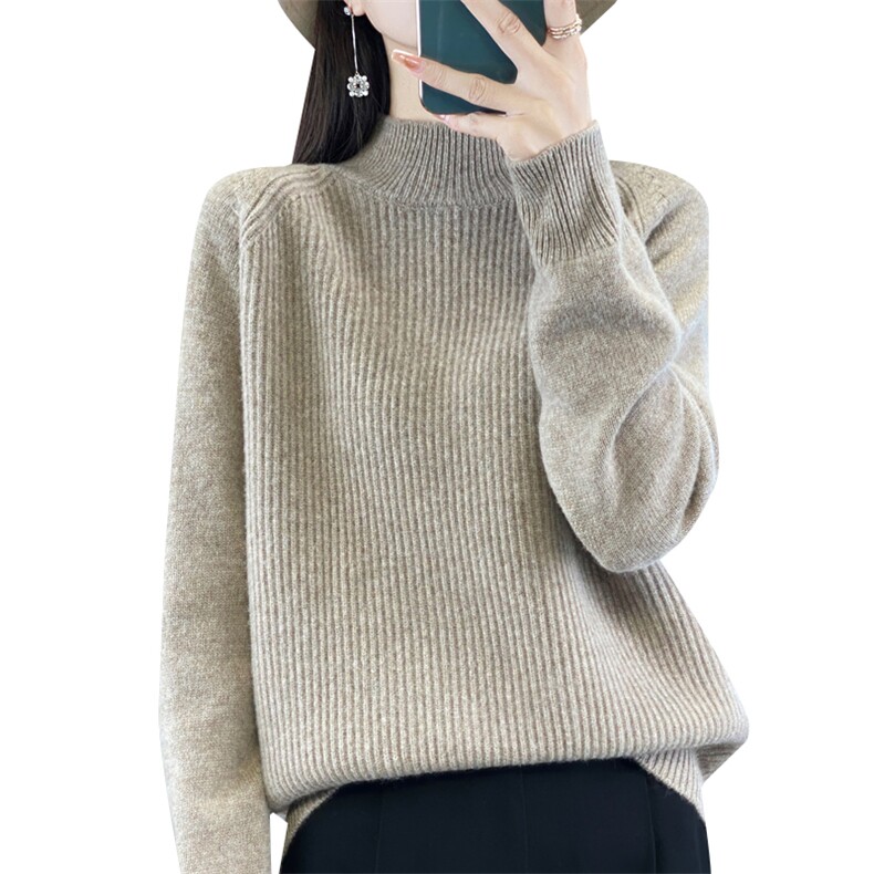 法式半高领100纯毛针织衫女2025新洋气内搭保暖打底衫巨好看毛衣,女装羊毛衫,邦太羊绒