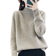 法式半高领100纯毛针织衫女2025新洋气内搭保暖打底衫巨好看毛衣，女装羊毛衫，邦太羊绒