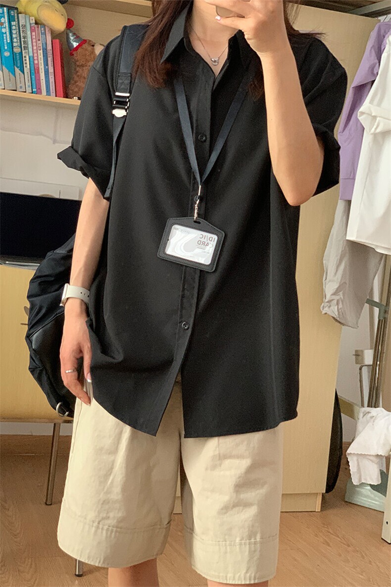 薄款冰丝短袖衬衫男简约纯色垂感休闲痞帅衬衣CS288-P20,男装T恤,星座301C-5