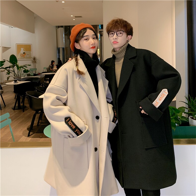 情侣中长款毛呢大衣2025秋冬潮流刺绣外套星座812-F216-P128，男装毛呢大衣，星座812