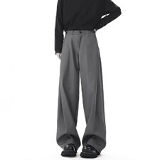 春秋美式高街休闲裤男女垂感阔腿西裤长裤纯色西装裤宽松直筒裤子，男装西服套装，电商A443