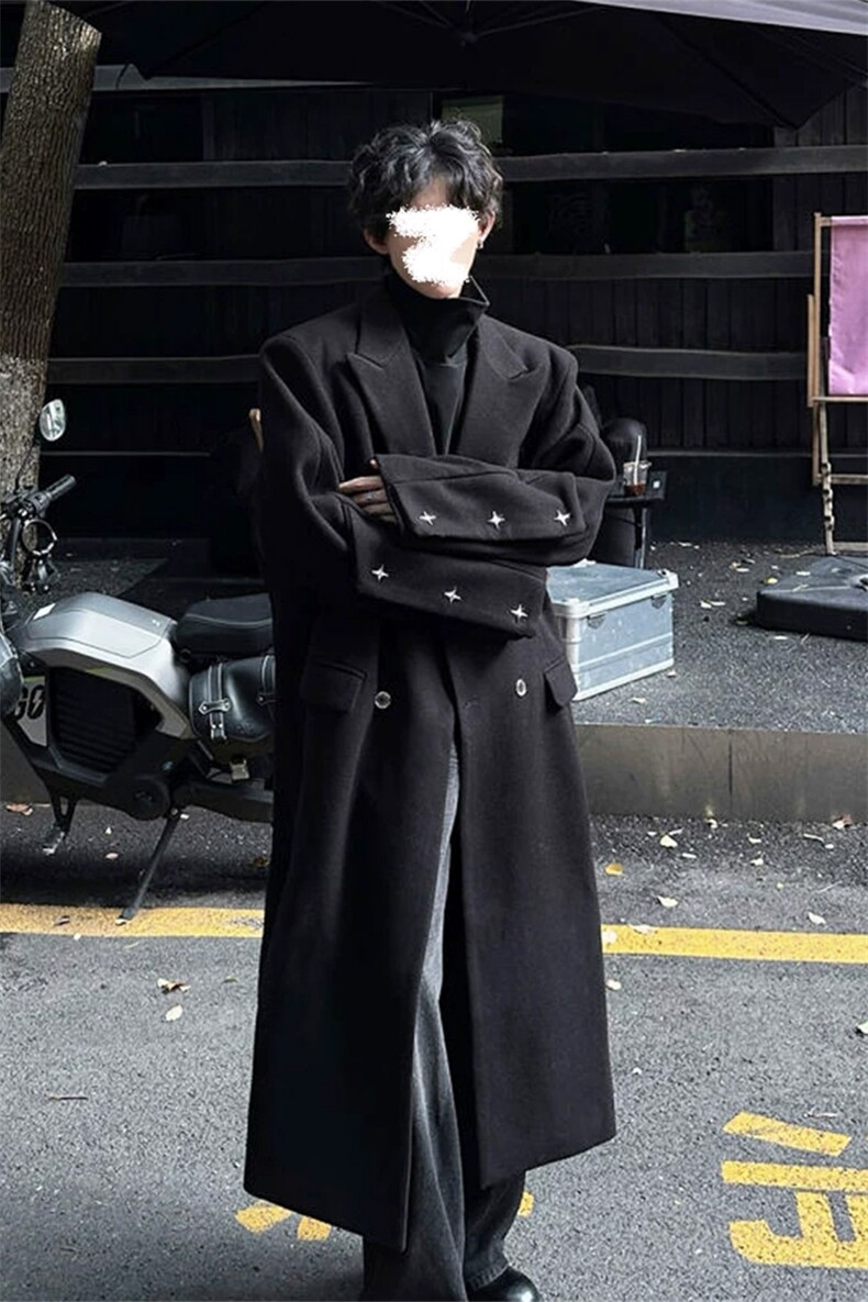 网图慎用高品质双排扣350g重磅长款毛呢大衣男J5279-特P105控178,男装毛呢大衣,电商A001