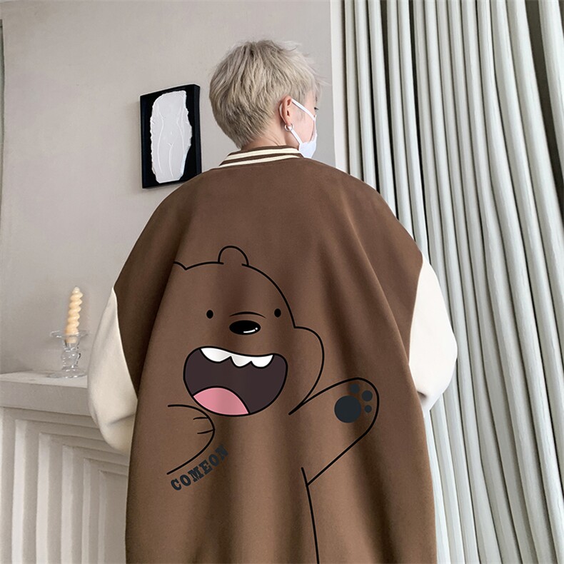 摇粒绒棒球服男大码开衫卫衣男夹克BF86131-P65,男装夹克,电商A040