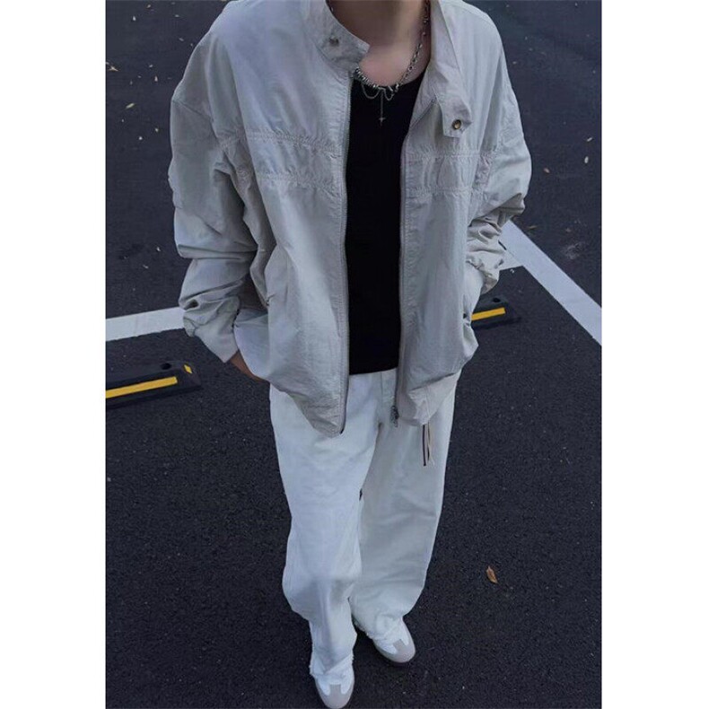 日系春秋立领夹克男女ins复古情侣宽松休闲工装外套J691,男装夹克,星座1116A（原606A-3）