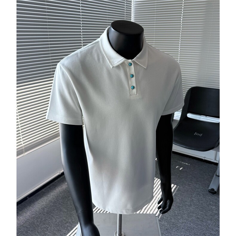 假模夏装绿松石扣子翻领重磅短袖T恤夏季男装半袖POLO衫S426特28,男装T恤,电商A233-1