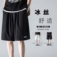 夏季五分裤男士短裤休闲运动冰丝薄款宽松中裤DK506-特批17，男装休闲裤，星座718-1