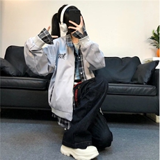 拉链款日常外穿宽松型美式复古假两件衬衫夹克310A-4-3623-P80，男装夹克，星座310A-4